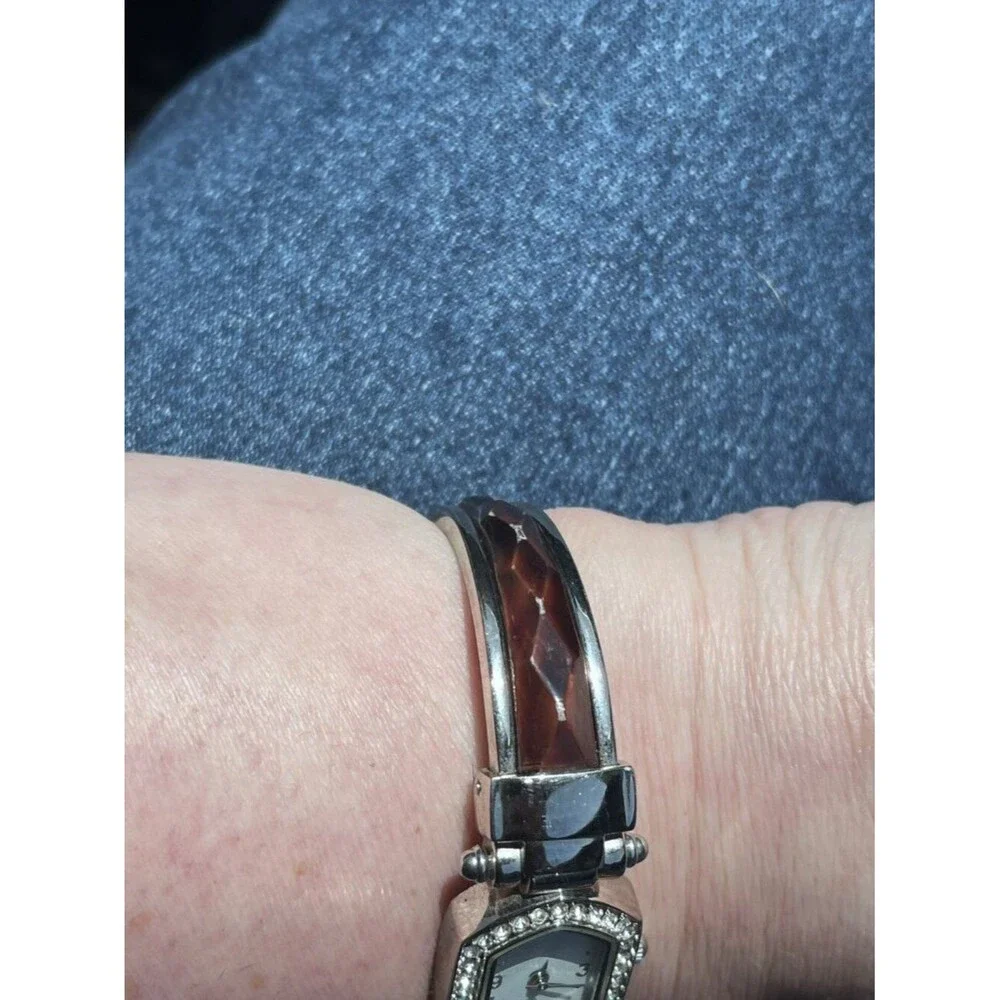 Avon Size ONE SIZE Octagonal Crystal Bezel Watch with Black Band